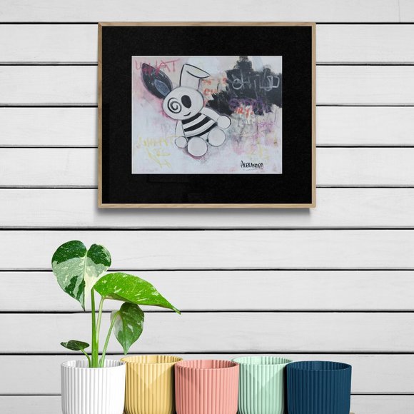 Rebel Bunny Acrylic Painting - Colorful, Expressionist Painting - Picture 2 of 5